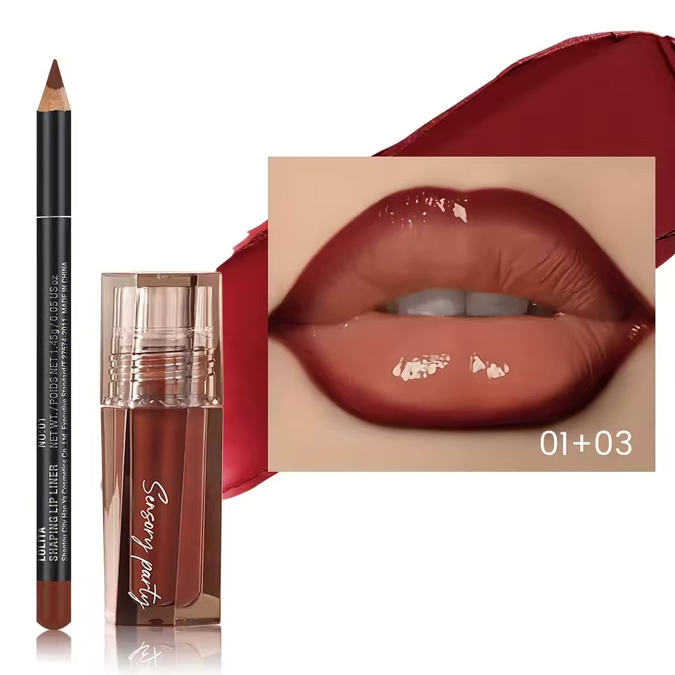 Combo Lèvres Parfaites – Crayon Sculptant + Gloss Brillant Longue Tenue