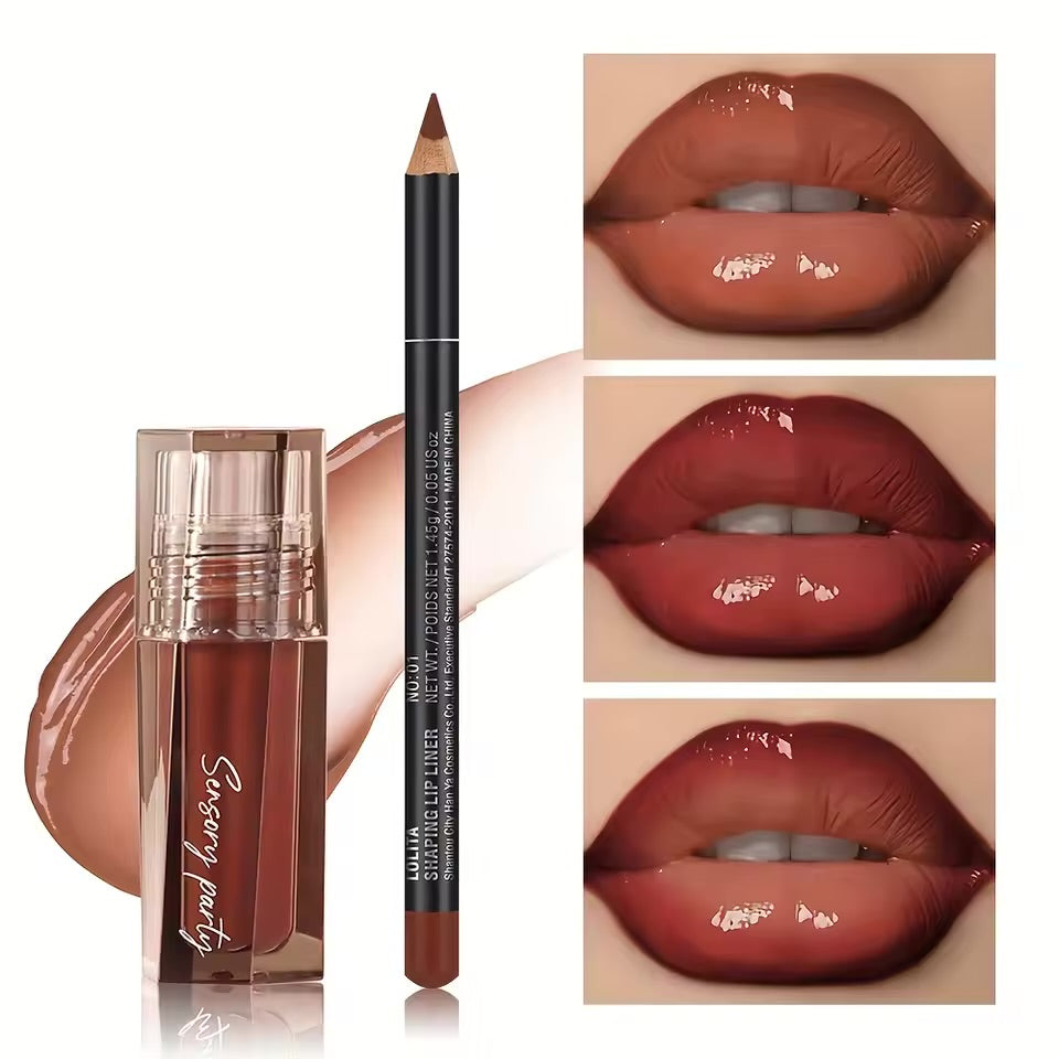Combo Lèvres Parfaites – Crayon Sculptant + Gloss Brillant Longue Tenue