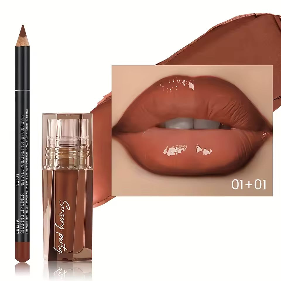 Combo Lèvres Parfaites – Crayon Sculptant + Gloss Brillant Longue Tenue
