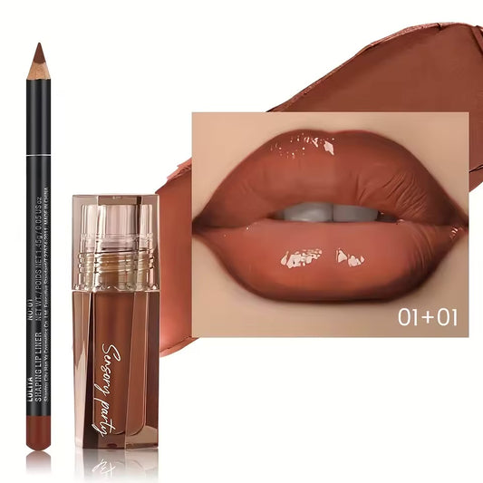 Combo Lèvres Parfaites – Crayon Sculptant + Gloss Brillant Longue Tenue